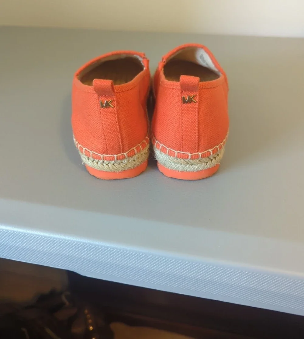 Michael Kors Lenny  Orange Canvas Espadrille Slip-Ons